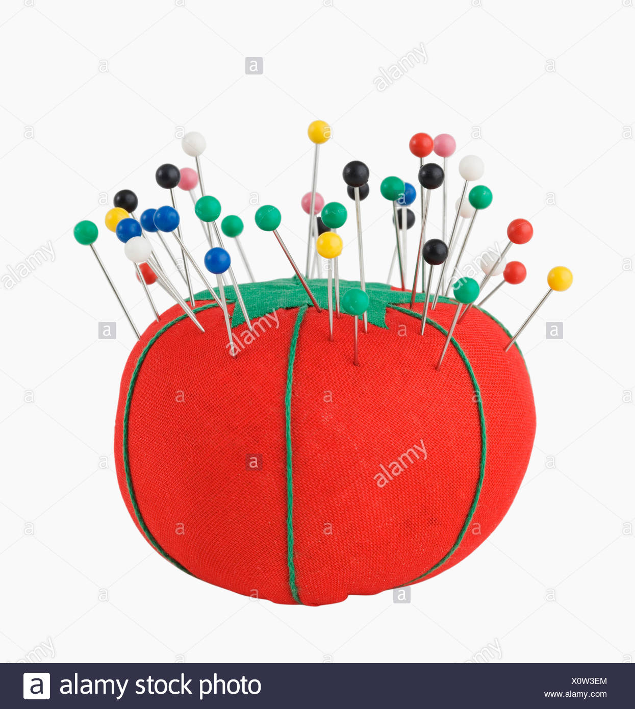 Close Up Of Pins In Pin Cushion Stock Photo Alamy