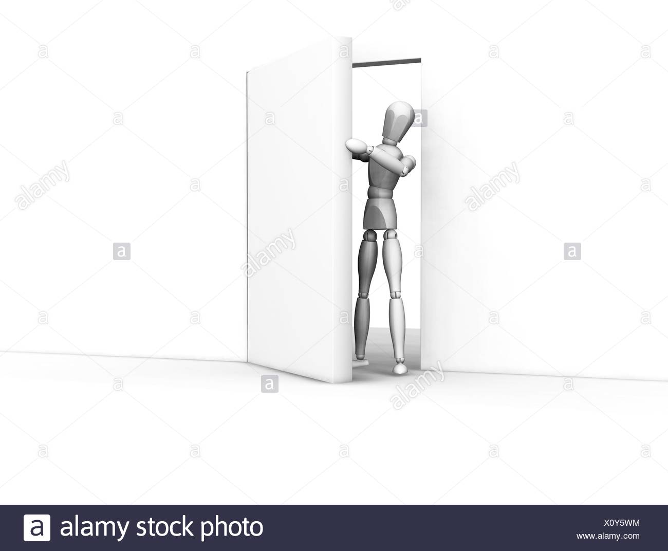 3d Render Of Someone Coming Through An Open Door Stock Photo