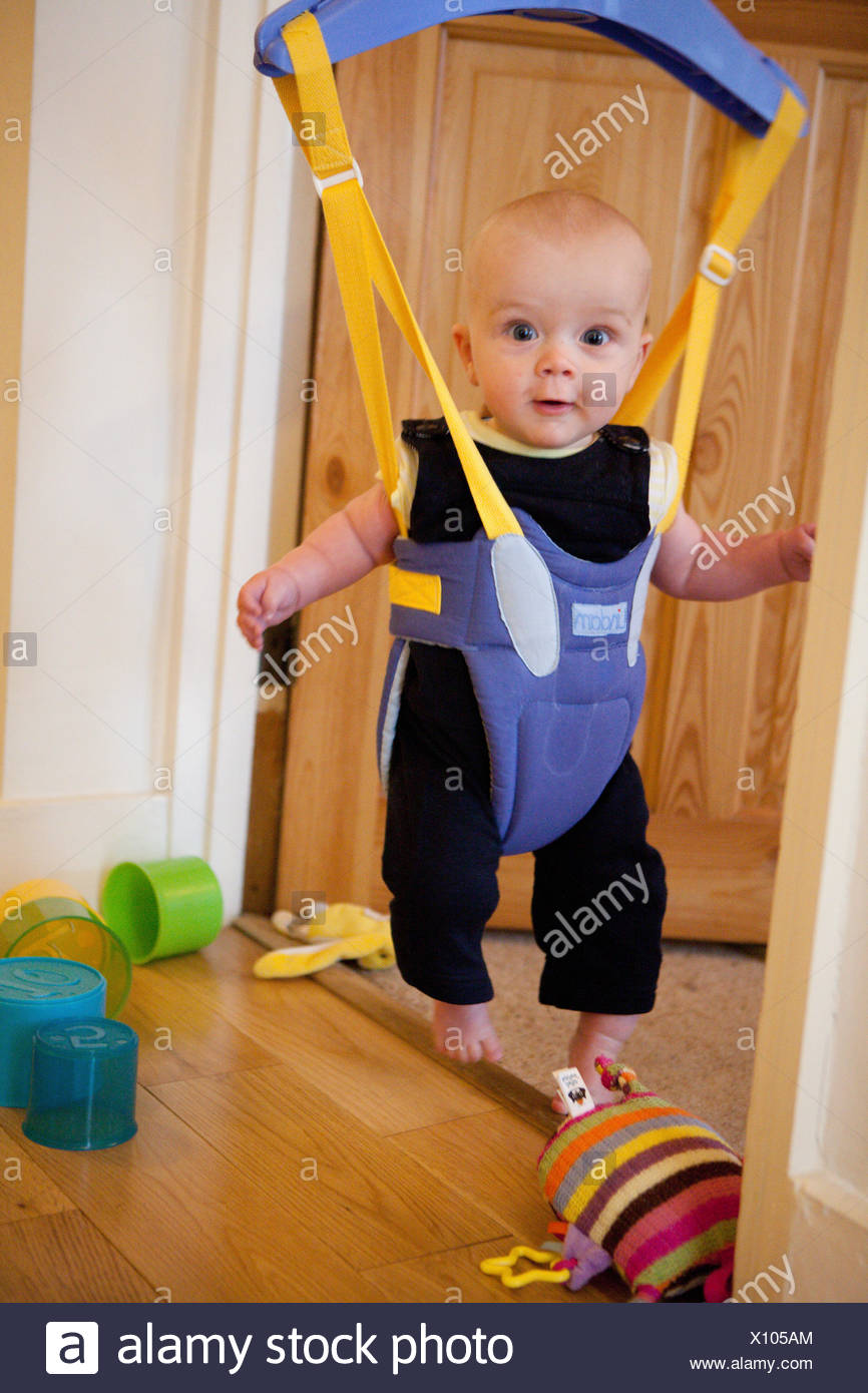 Baby In A Door Bouncer Stock Photo 275984764 Alamy