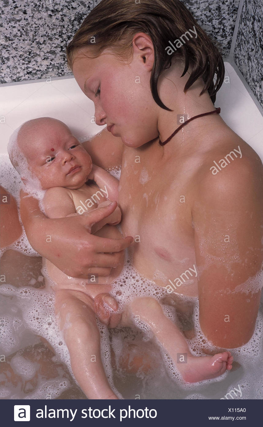 boy girl bathing