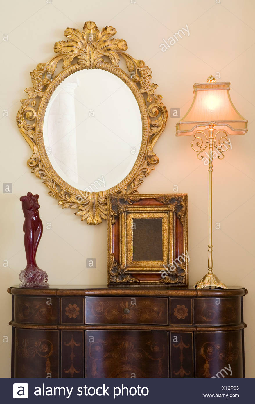 Elegant Dresser With Oval Mirror Stock Photo 276041699 Alamy