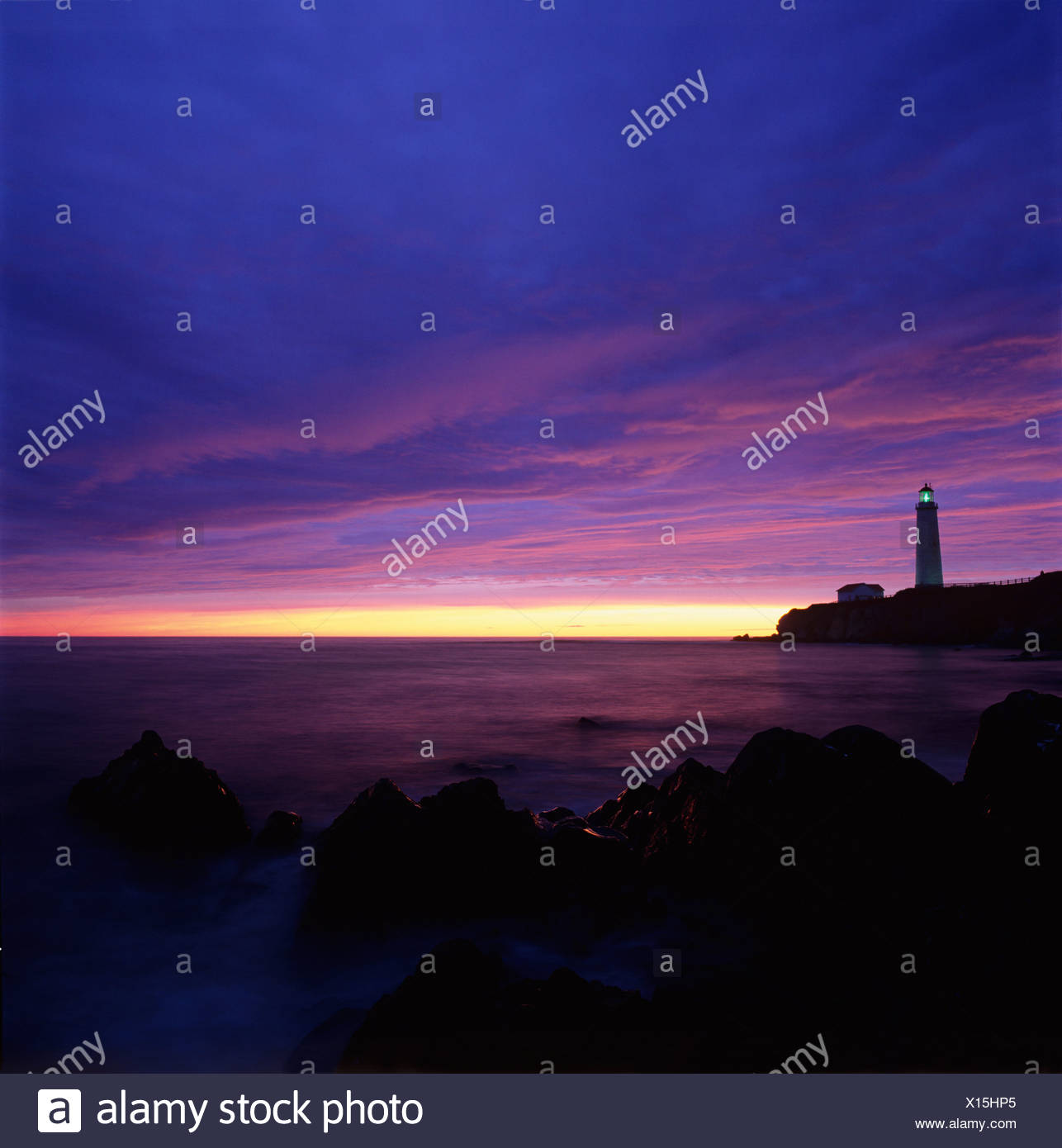 Lighthouse At Sunrise Cap Des Rosiers Gaspe Peninsula