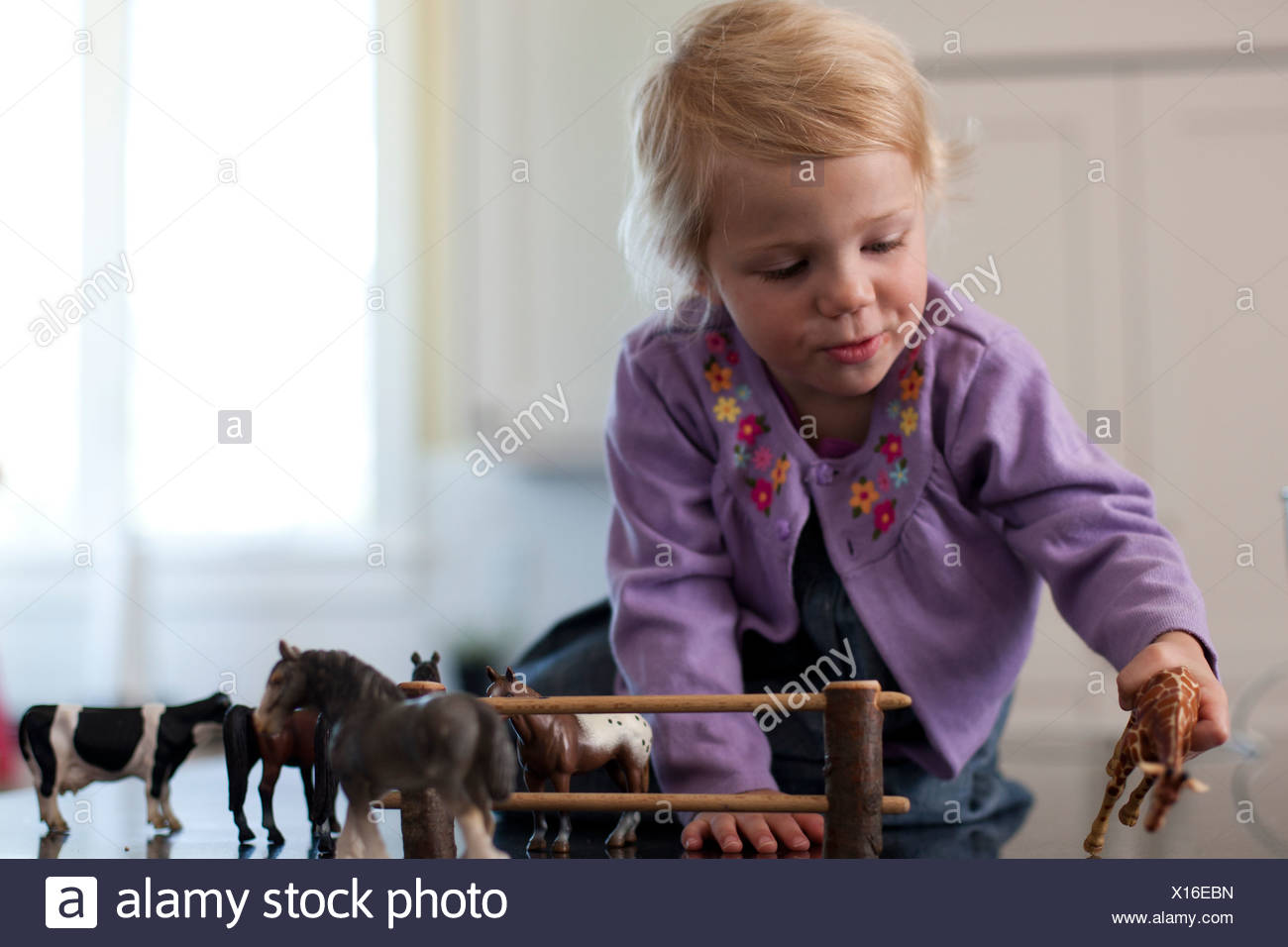 playing with toy horses