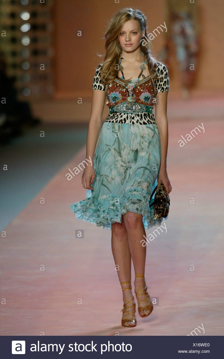 Blumarine Milan Spring Summer Model Long Fair Hair Framing One