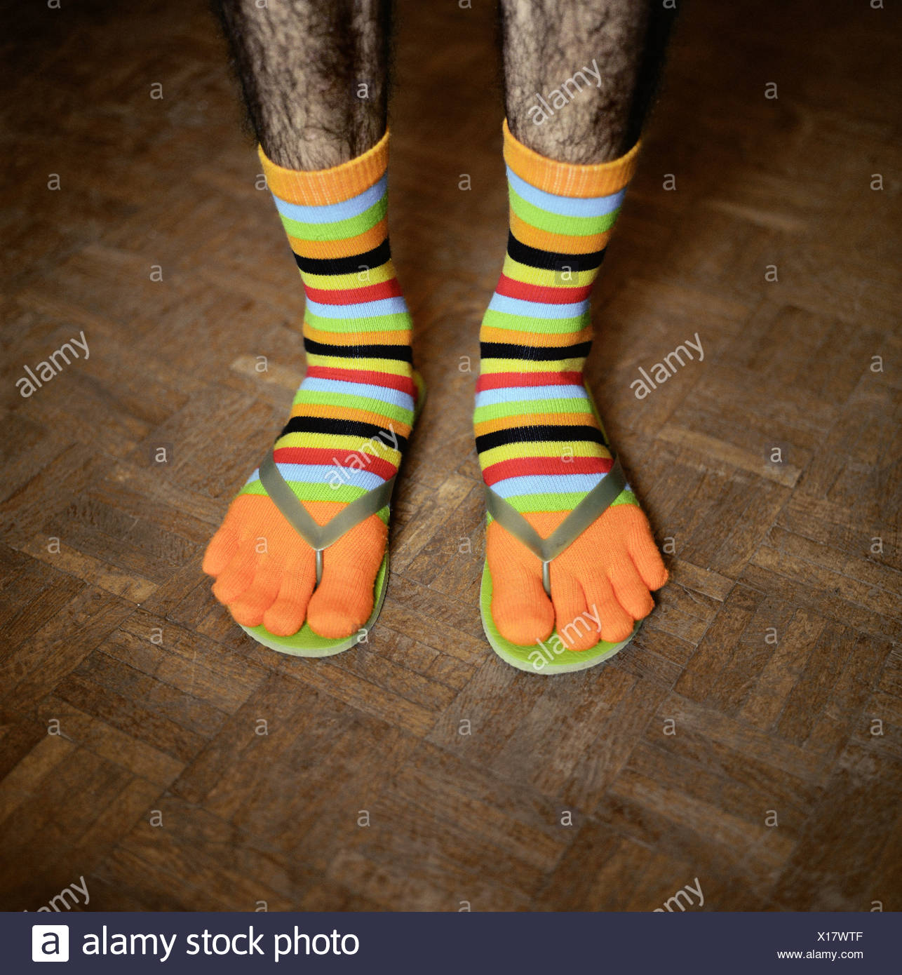 toe socks and flip flops