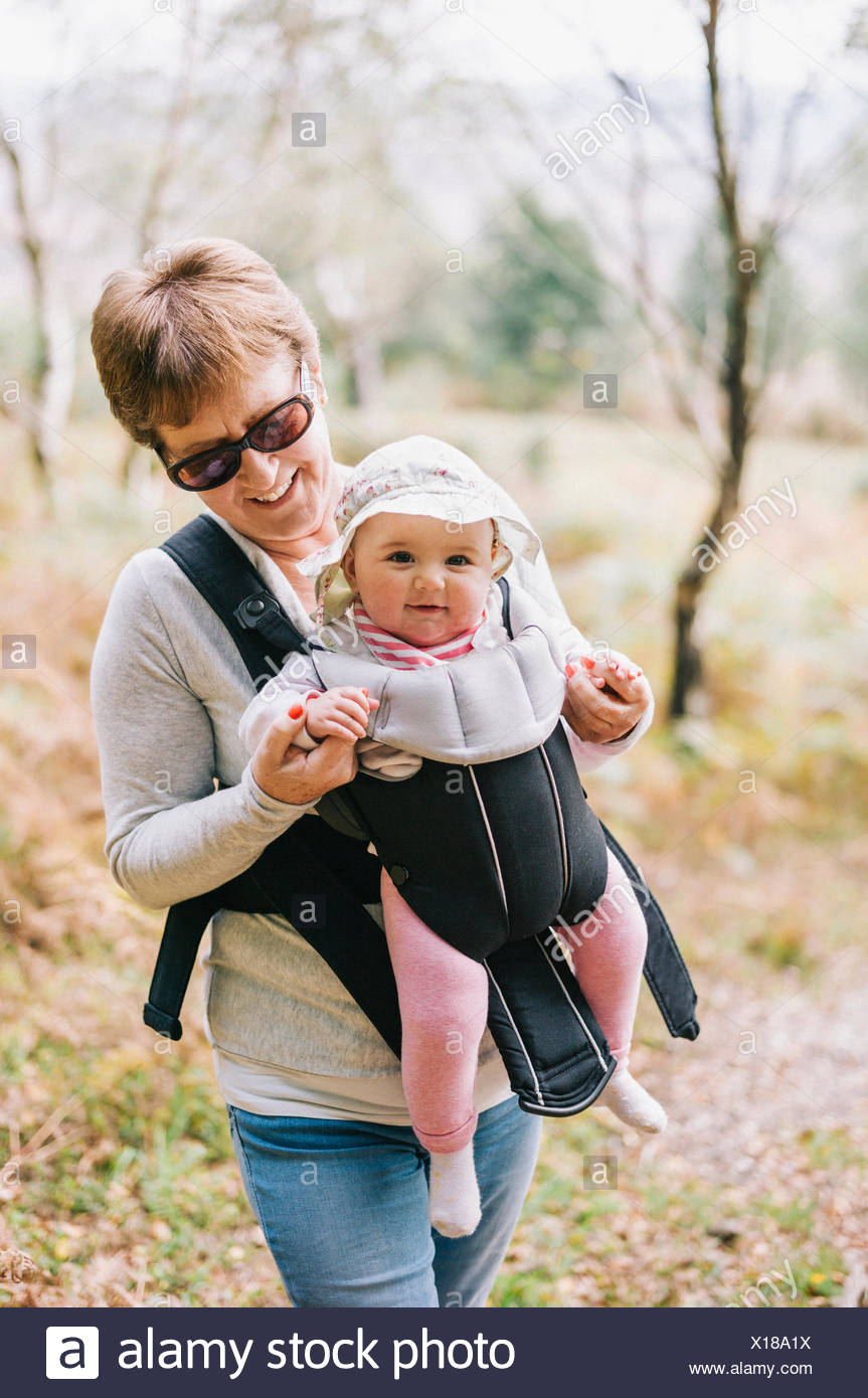 wearing a baby sling