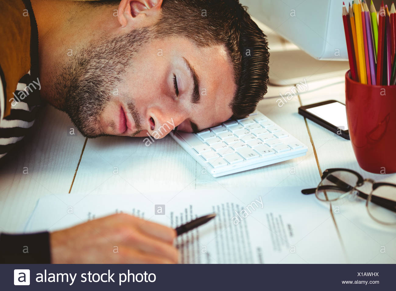 Man Asleep At His Desk Stock Photo 276220166 Alamy