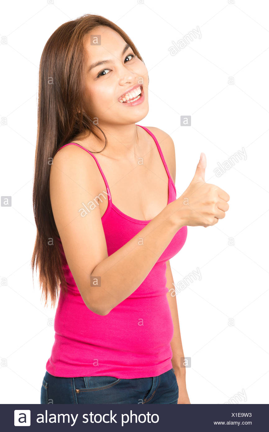 Cute Asian Girl Next Door Thumbs Up Casual Stock Photo 276295631