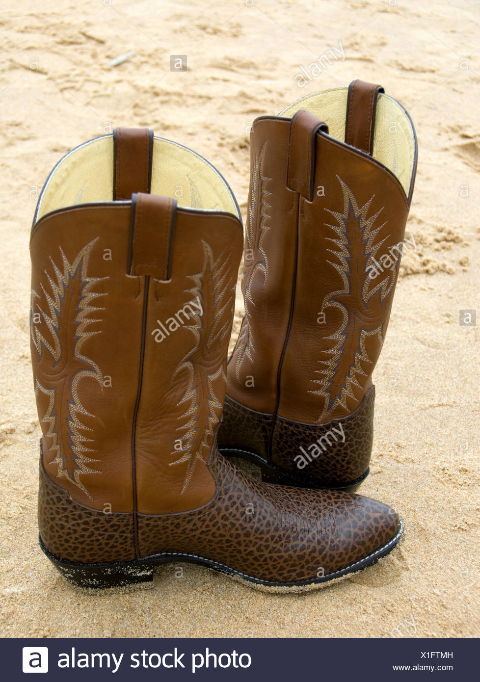 Boot Fashion Brown Brownish Brunette Leather Cowboy Pattern