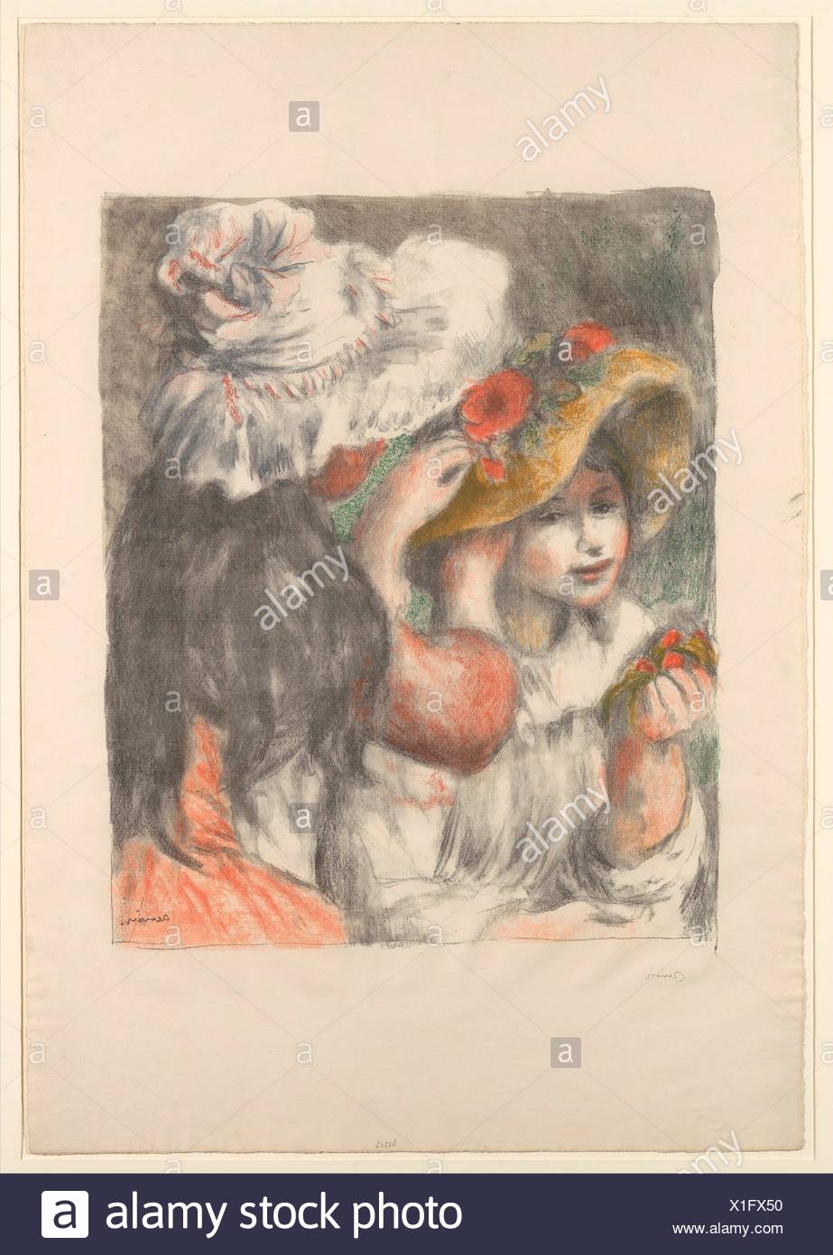 The Hat Pinned with Flowers (Le Chapeau Épinglé). Artist: Auguste Renoir  (French, Limoges 1841-1919 Cagnes-sur-Mer); Date: 1898; Medium: Lithograph  Stock Photo - Alamy