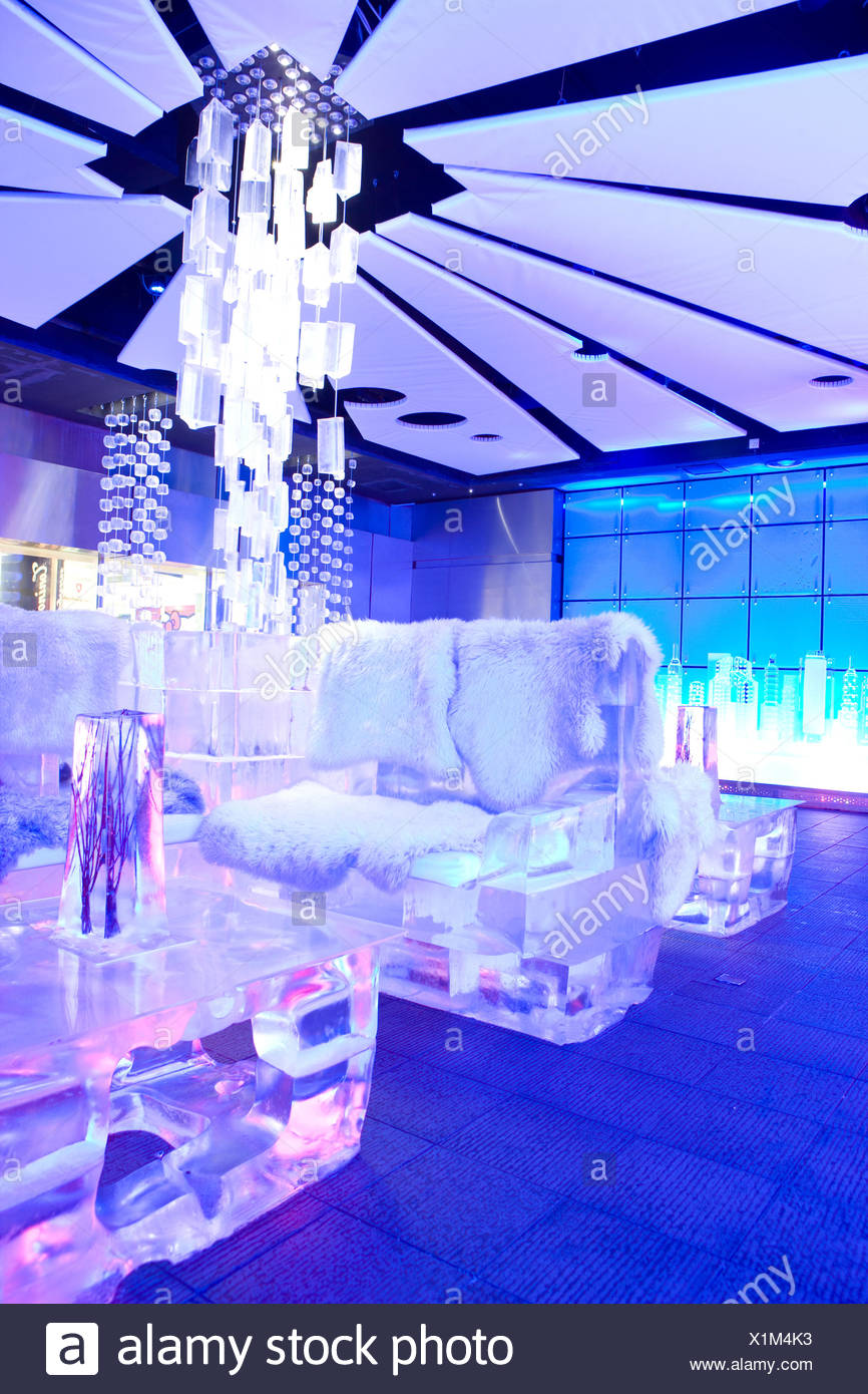 Interiors Of Chill Out Cafe Times Square Dubai Uae Stock Photo
