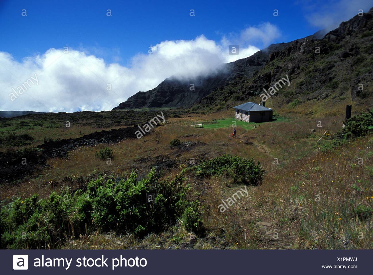 Holua Cabin At Haleakala National Park Maui Stock Photo