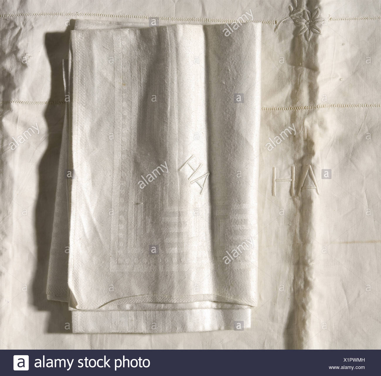 White Linen Damask Stock Photos White Linen Damask Stock Images
