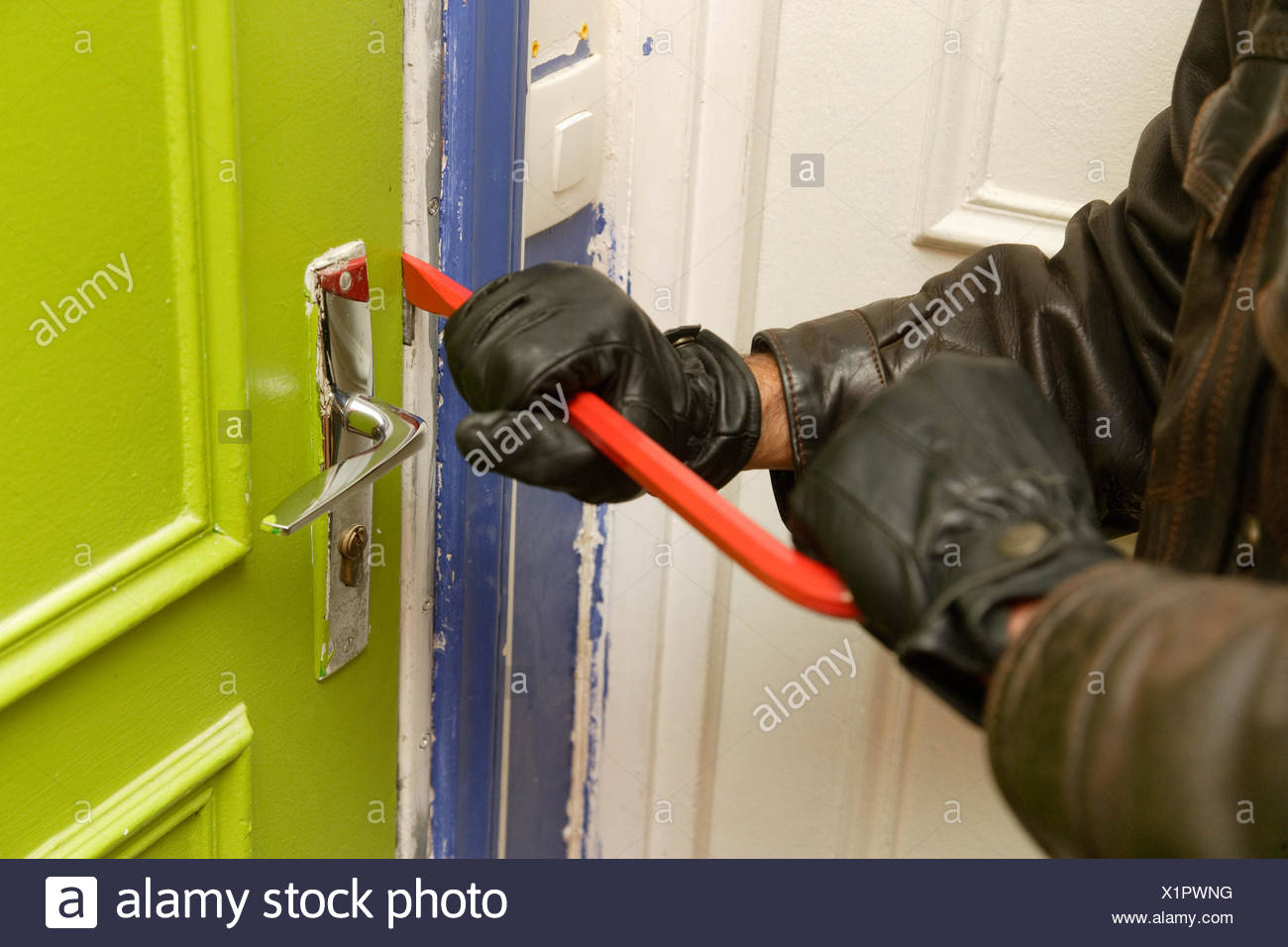 Burglar Trying To Pry Open Door Stock Photo 276483692 Alamy