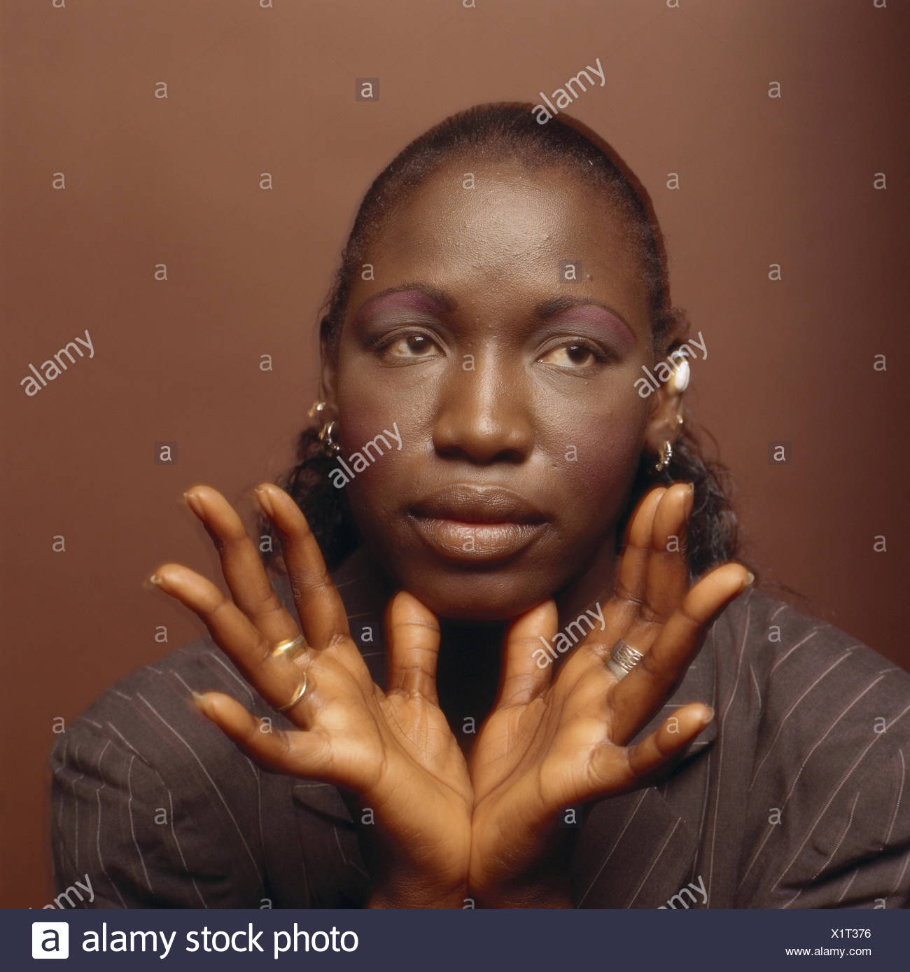 Woman Non Whites Head Rest On Gesture Finger Extend Portrait
