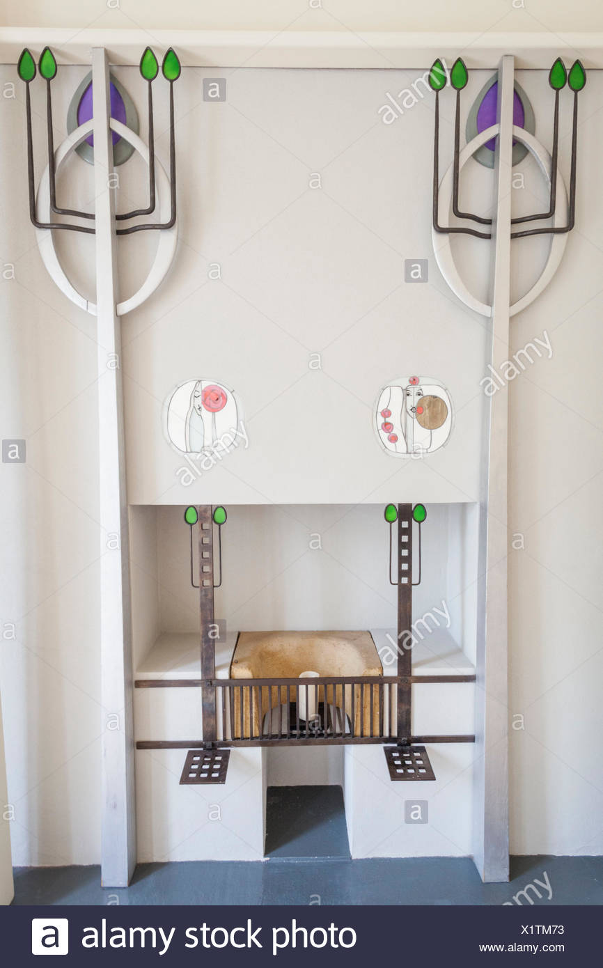 Exhibit Of Charles Rennie Mackintosh Designed Fireplace Stock