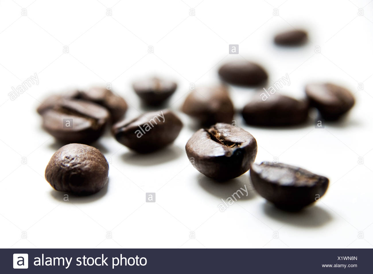 Coffee beans on white Stock Photo