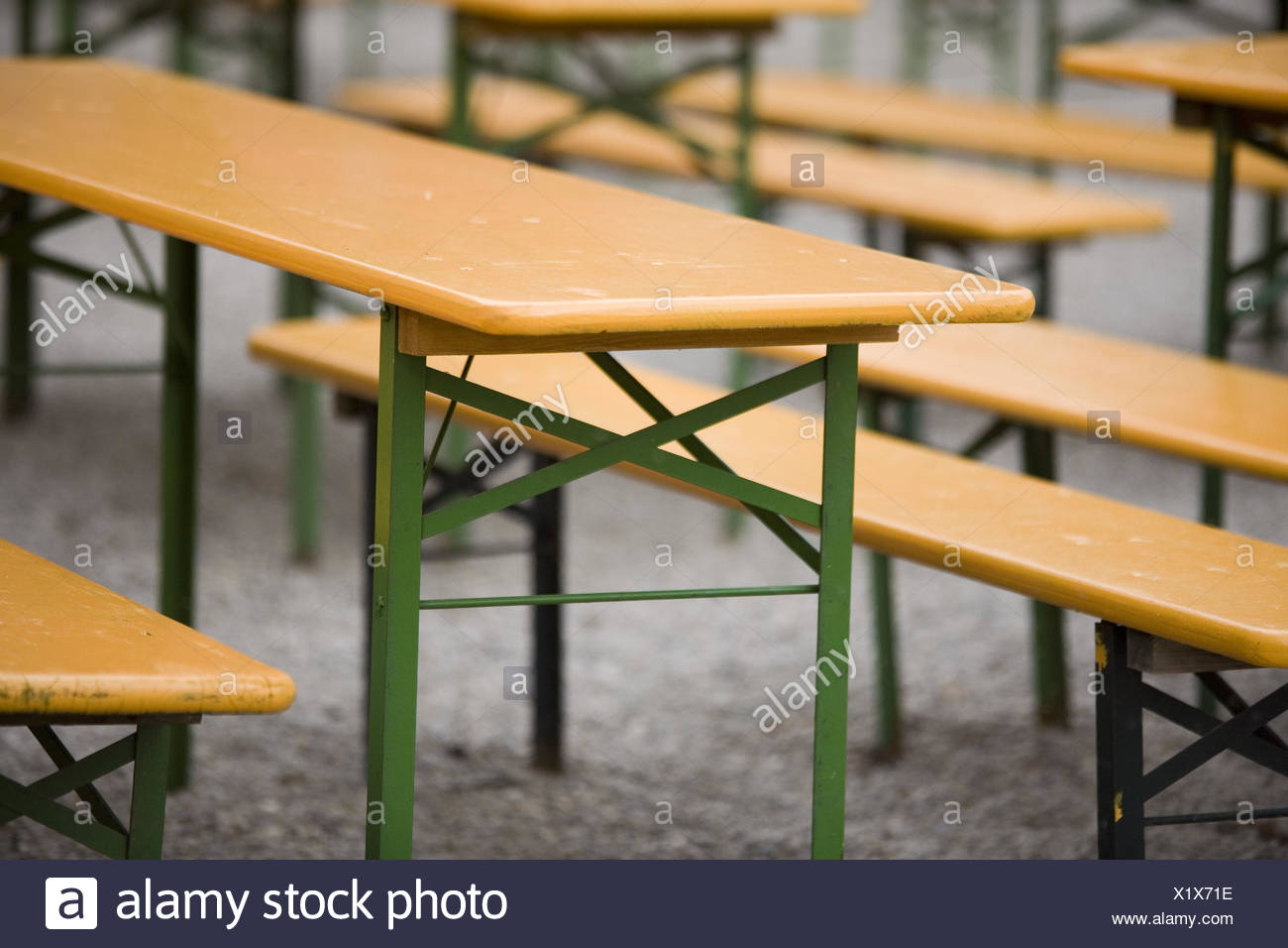 Beer Garden Tables Benches Empty Stock Photo 276556826 Alamy