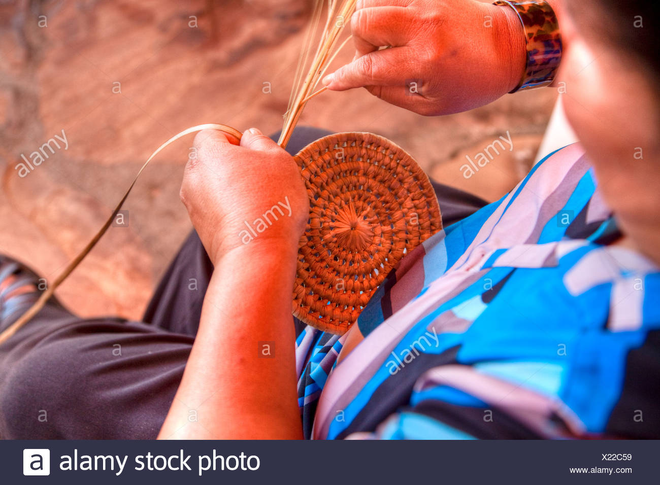 Native American Basket Weaving Stock Photos & Native American Basket