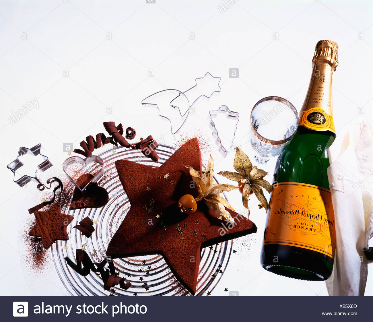 Chocolate Cake And Champagne Stock Photo Alamy