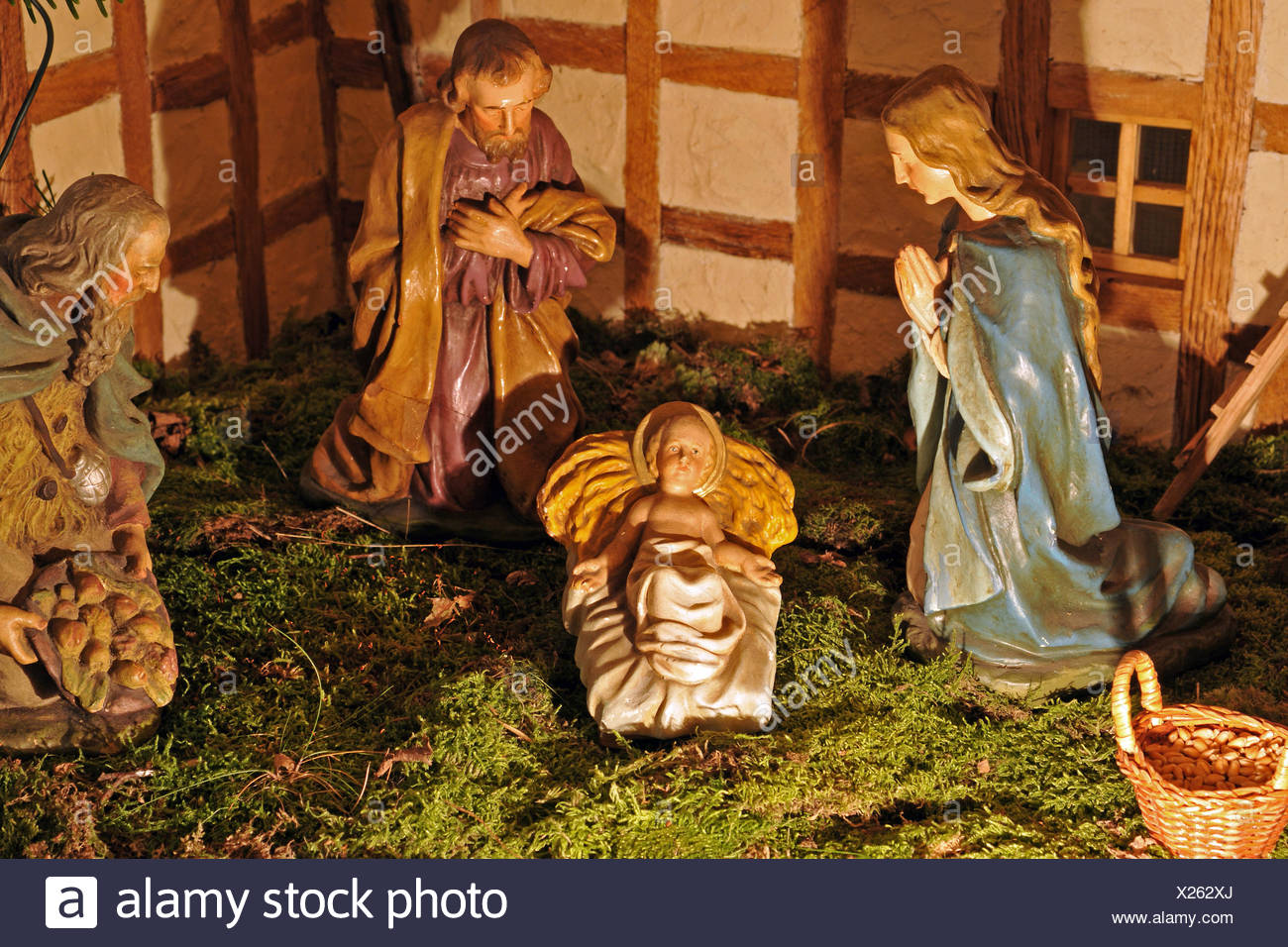manger stronghold birth childbirth parturition delivery celebrate reveling Stock Image
