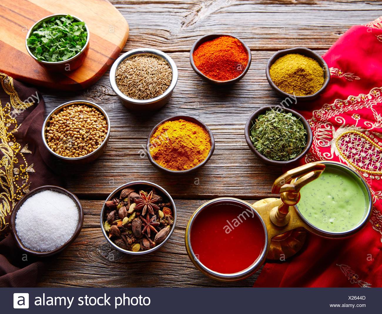 Indian Cuisine Spices Mix As Coriander Curry Cardamom Cumin Stock Photo Alamy