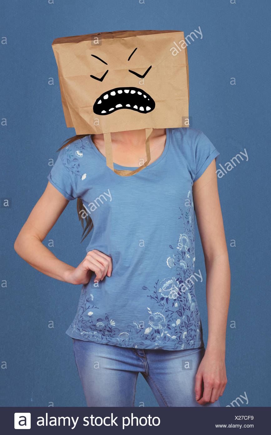 Woman Paper Bag On Head Stock Photos & Woman Paper Bag On Head Stock
