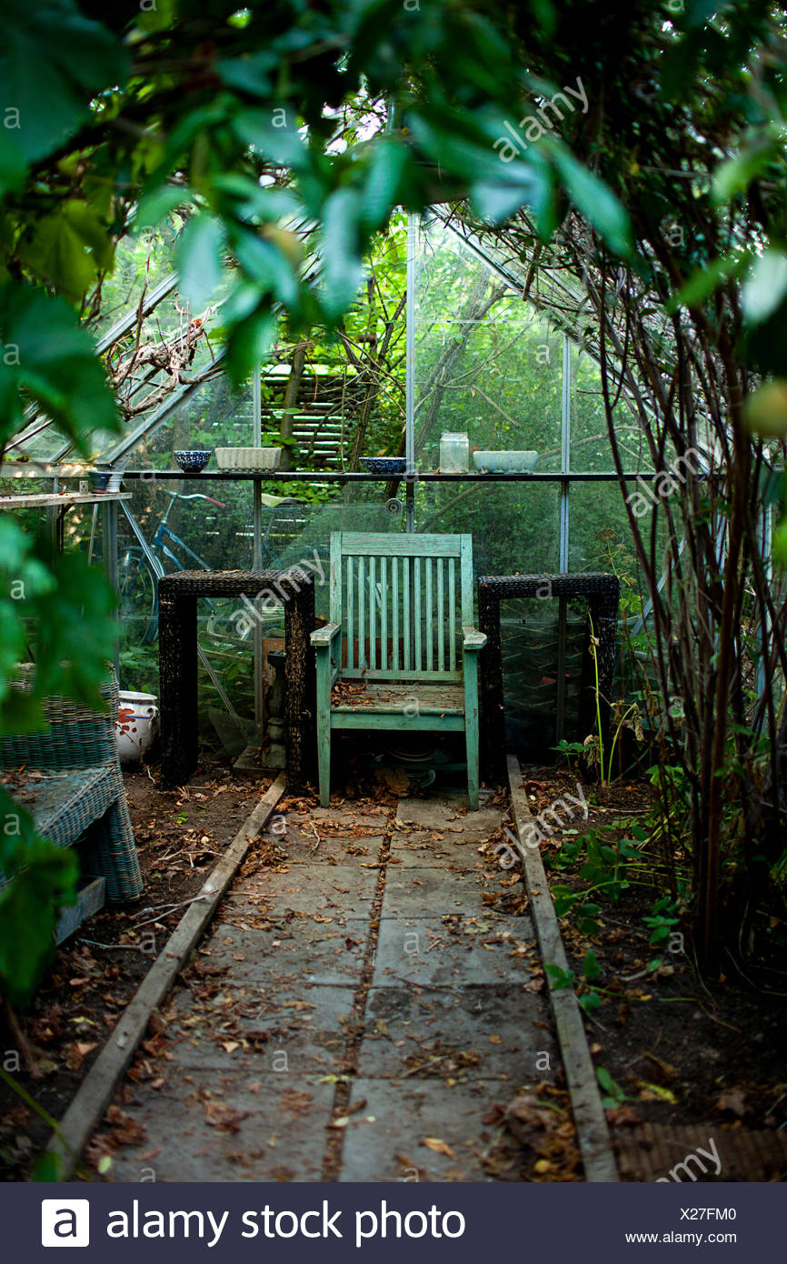 Sweden Wooden Chair And Tables In Greenhouse Stock Photo Alamy Sweden Wooden Chair And Tables In Greenhouse Stock Photo Alamy