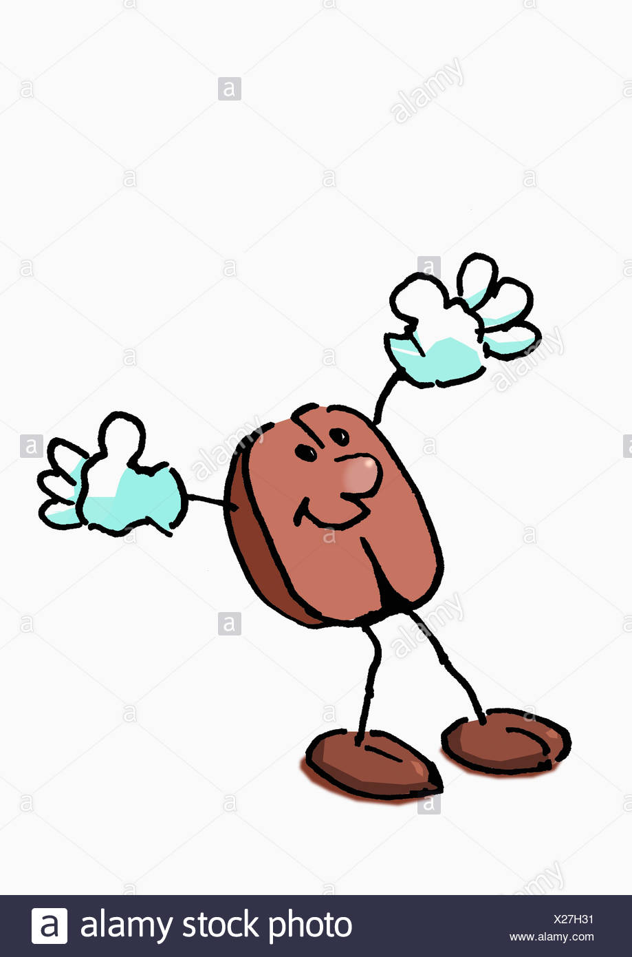 Happy Coffee Bean Against White Background Happy Coffee Bean Against White Background