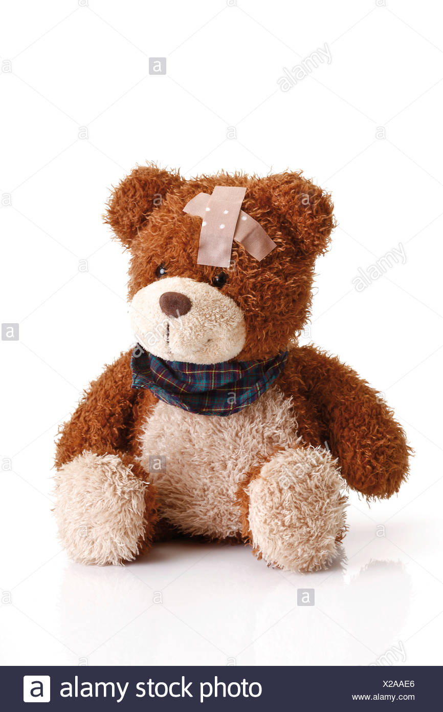 teddy bear with bandage on head