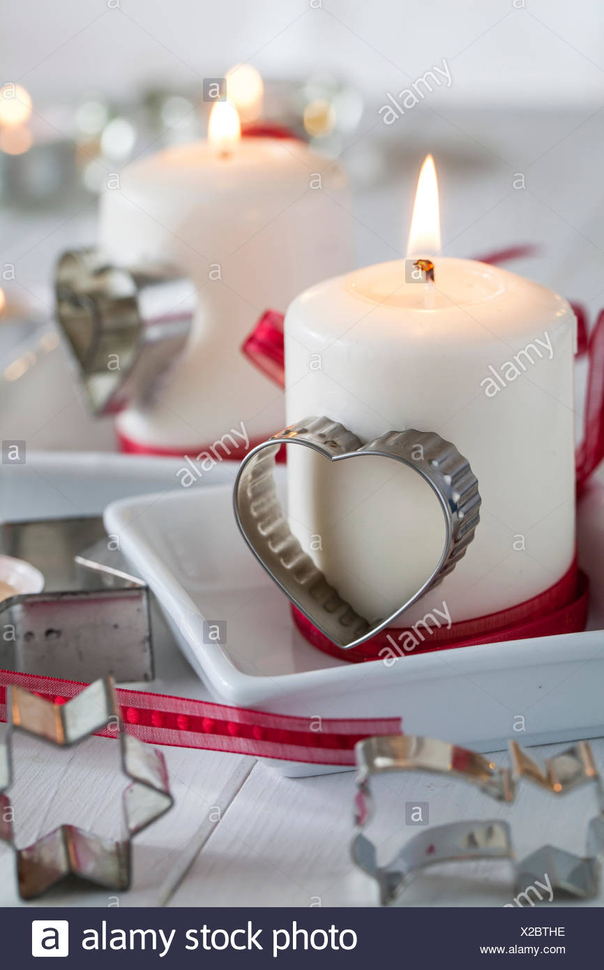 Material Candles Metal Cookie Cutters On Dough Ribbon Bowl