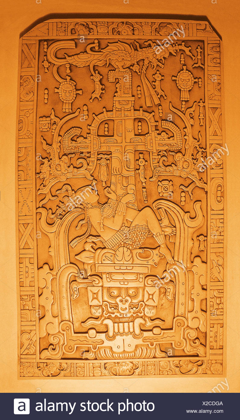 Grave Plate Of Palenque Stock Photo Alamy