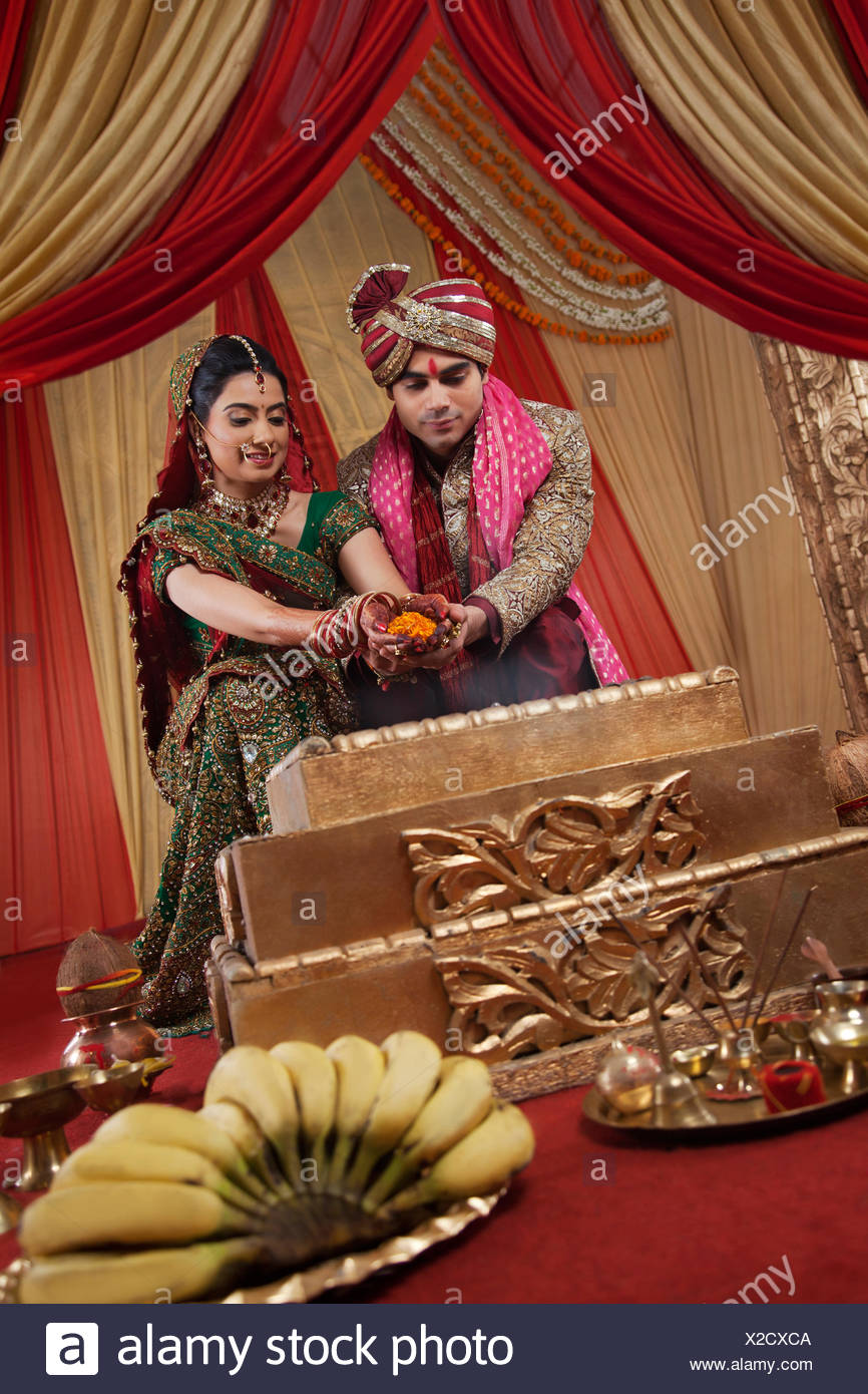 Beautiful Indian Couple During Their Wedding Ceremony Stock Photo Alamy