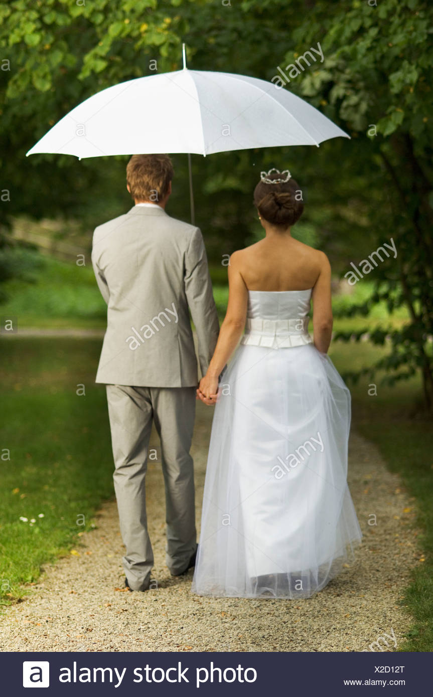 bride with umbrella