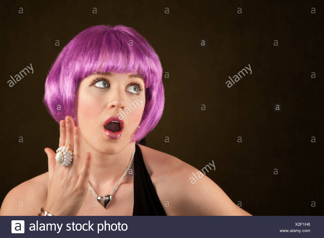 Portrait Of Woman With Shiny Purple Hair Stock Photo 276925746