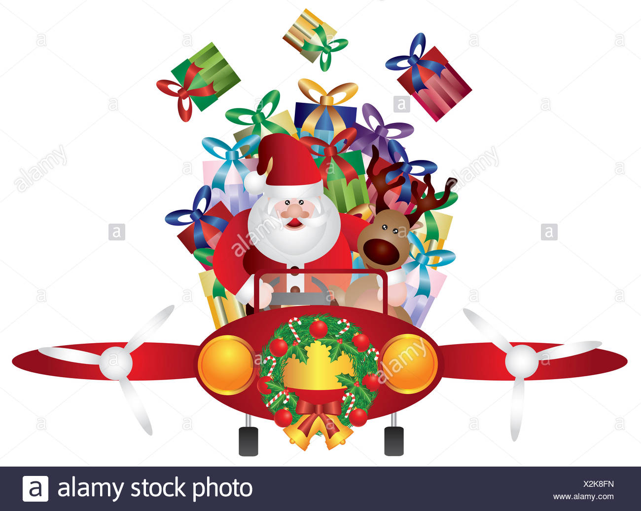 vintage christmas reindeer aircraft aeroplane plane airplane fly