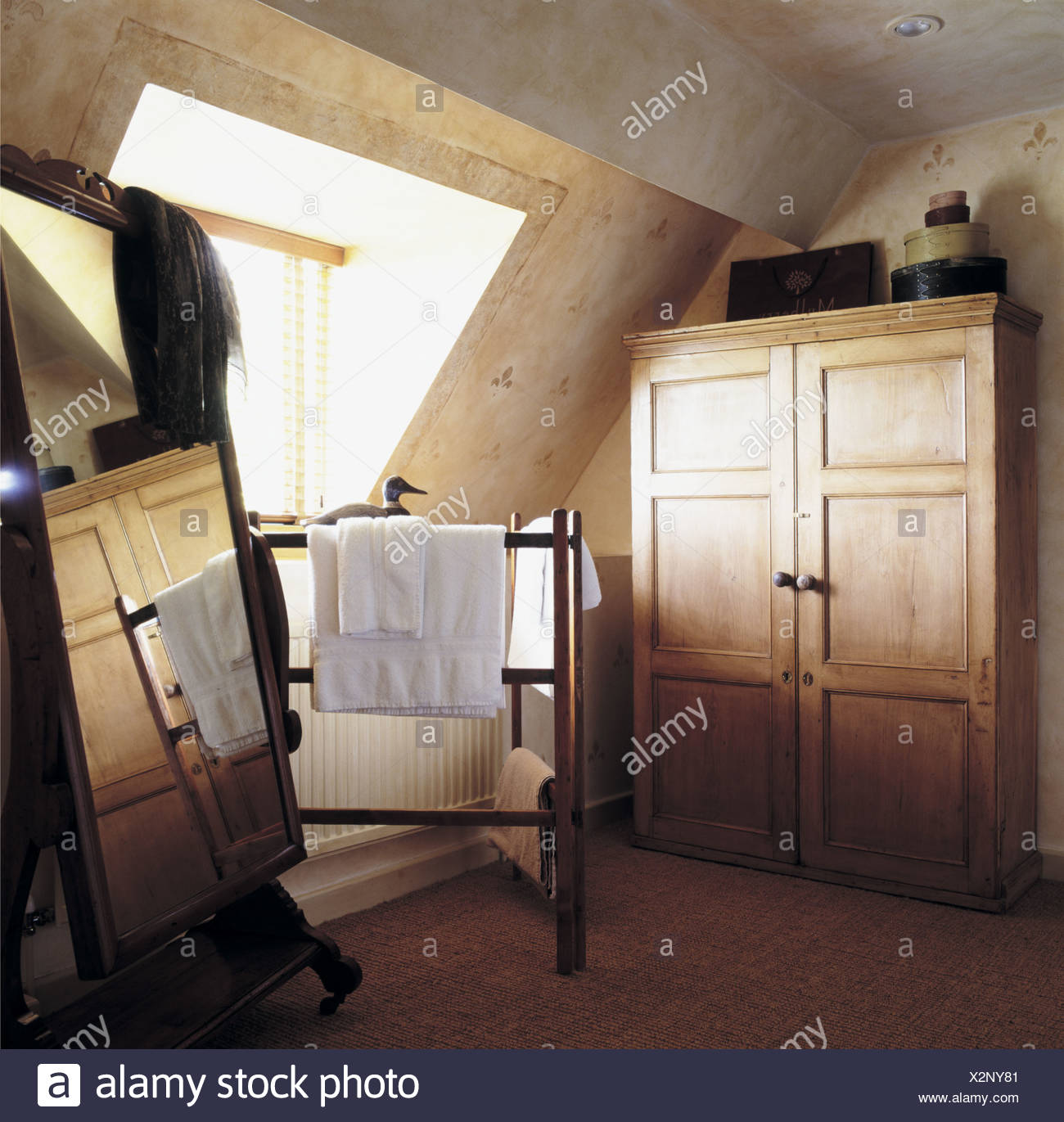 Full Length Mirror And Large Pine Cupboard In Converted