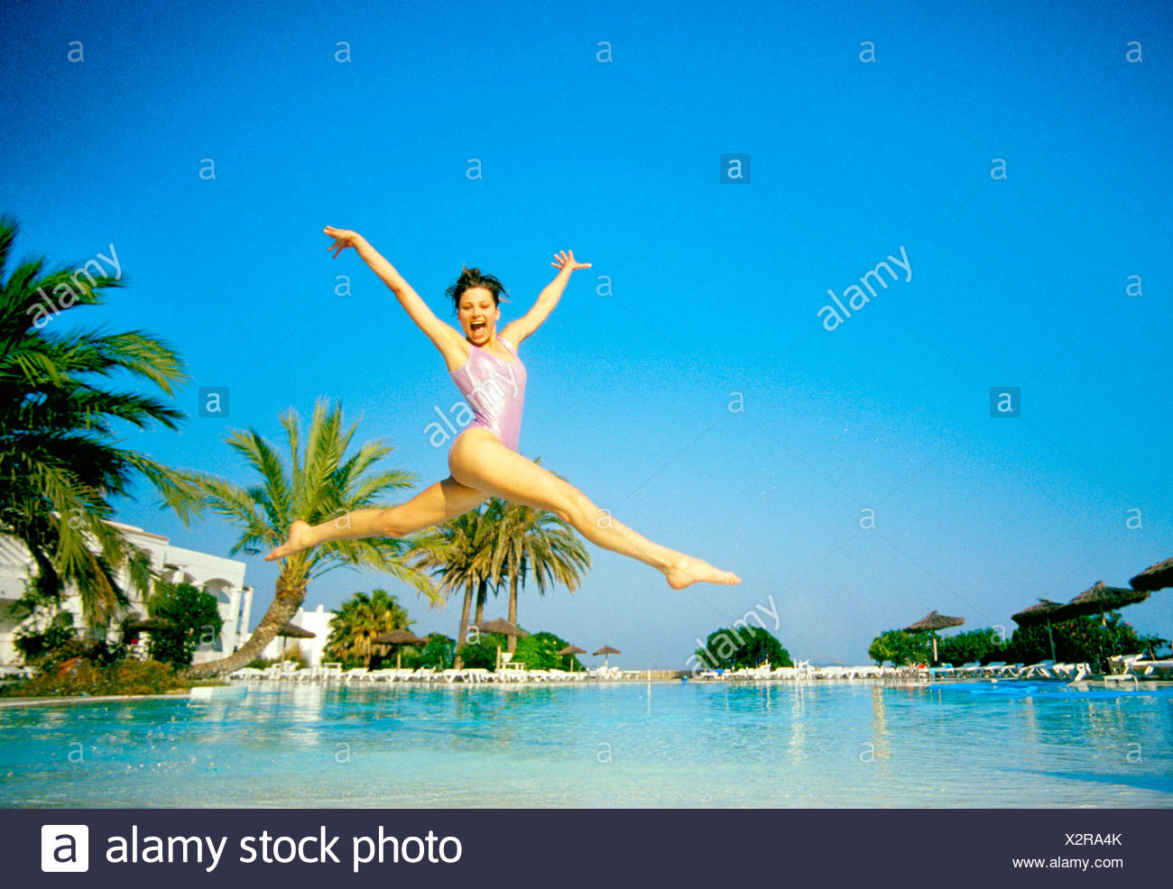 pale blue swimming costume
