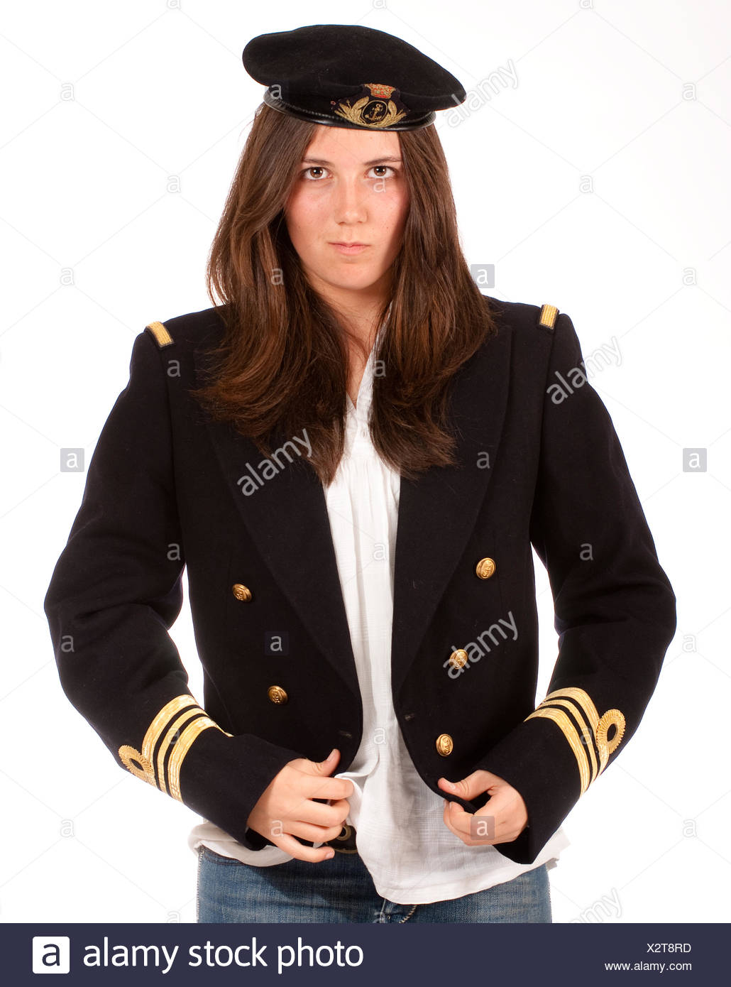 female navy hat