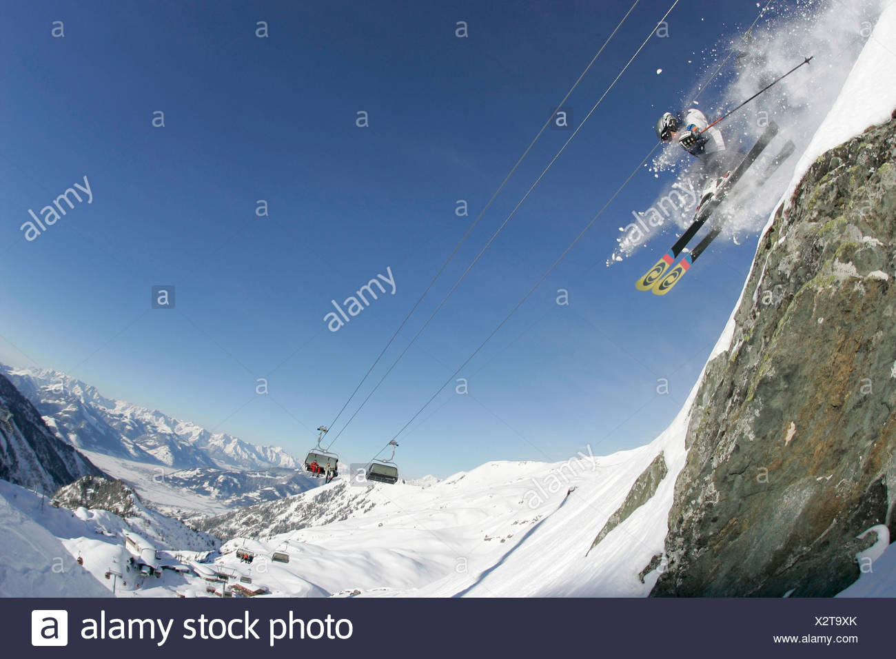 Skiing Ski Action Jump Extreme Deep Snow Chair Lift Railway