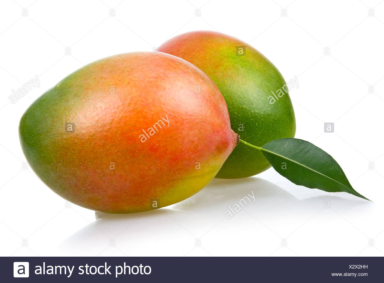 Ripe Mango Fruits With Leaves Isolated Stock Photo Alamy