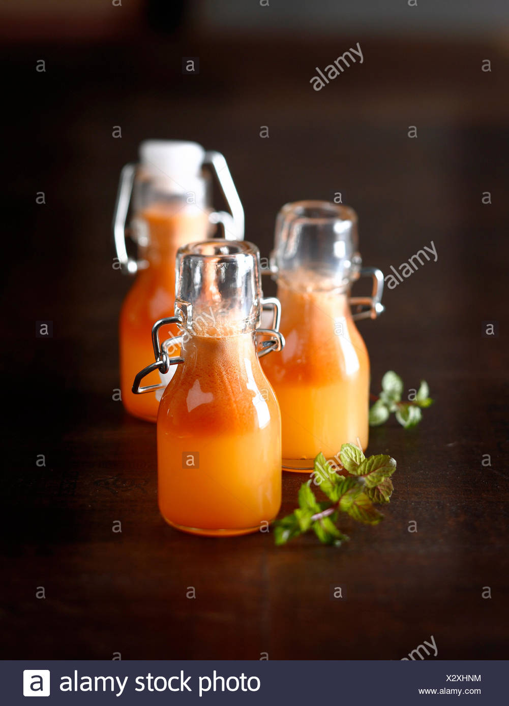 Apple,orange and carrot juice Stock Photo