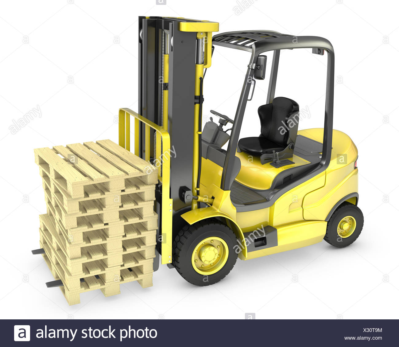 Download Yellow Fork Lift Truck With Stack Of Pallets Stock Photo Alamy PSD Mockup Templates