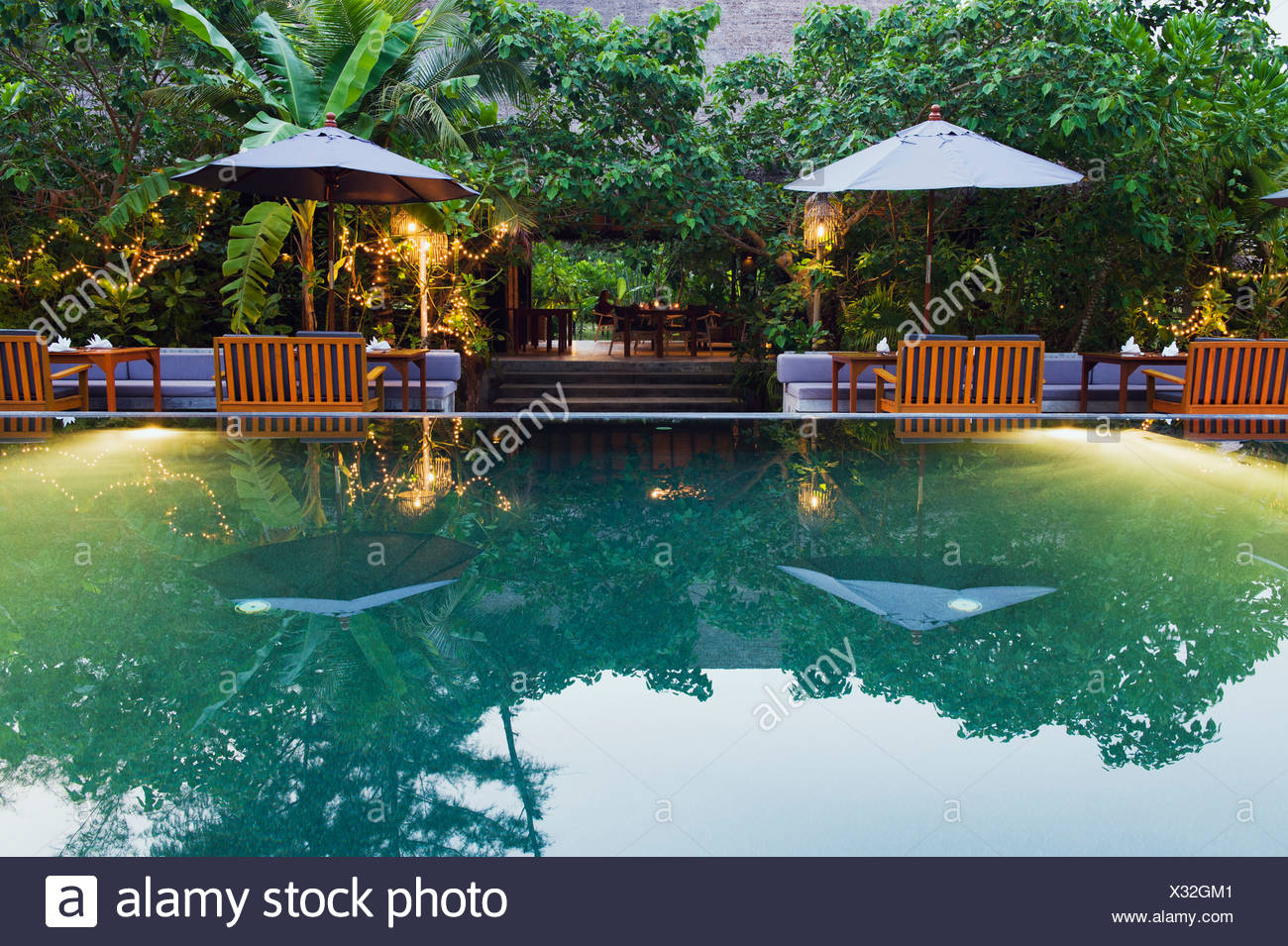Swimming Pool At Dusk Garden Restaurant The Sevenseas - 