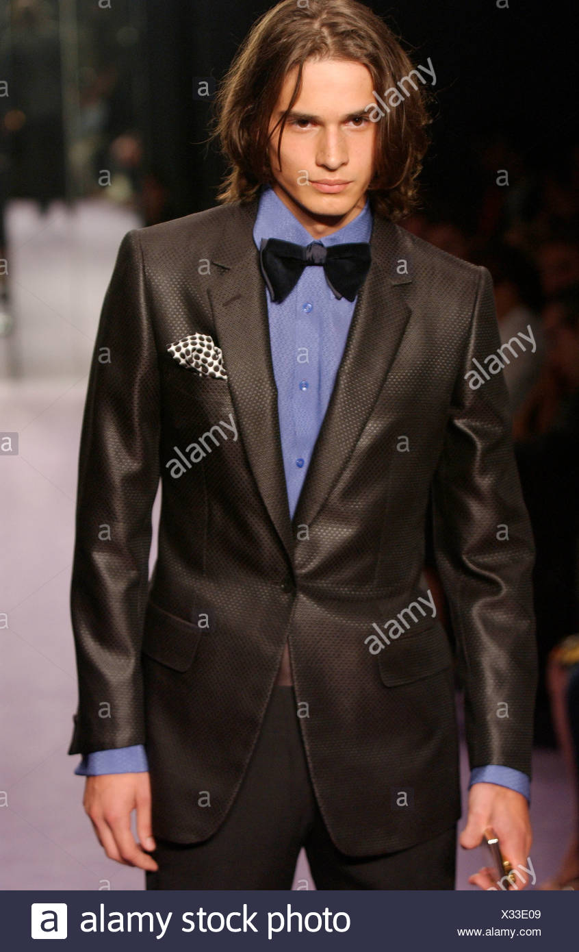Download Menswear fashion show Model long dark hair wearing ...