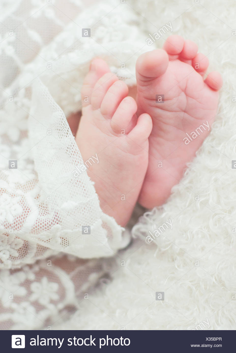 Close Up Of Baby Girl S Feet Stock Photo Alamy