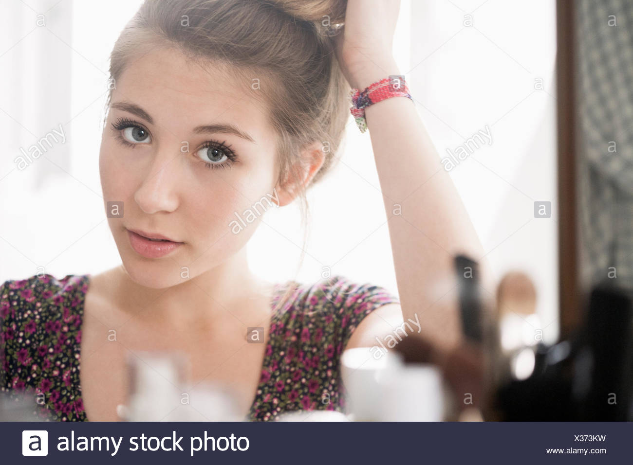 Girl Looking In Mirror High Resolution Stock Photography and Images Alamy