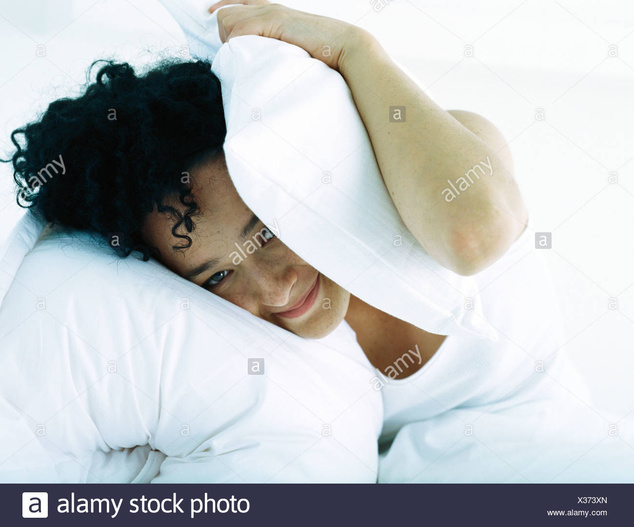 Woman Head On Pillow High Resolution Stock Photography and Images Alamy