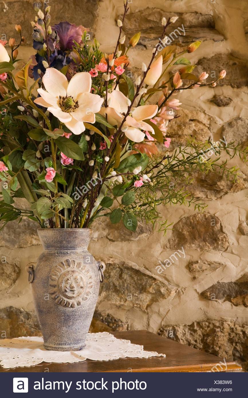 Old Silk Flowers In Vase Stock Photos Old Silk Flowers In Vase