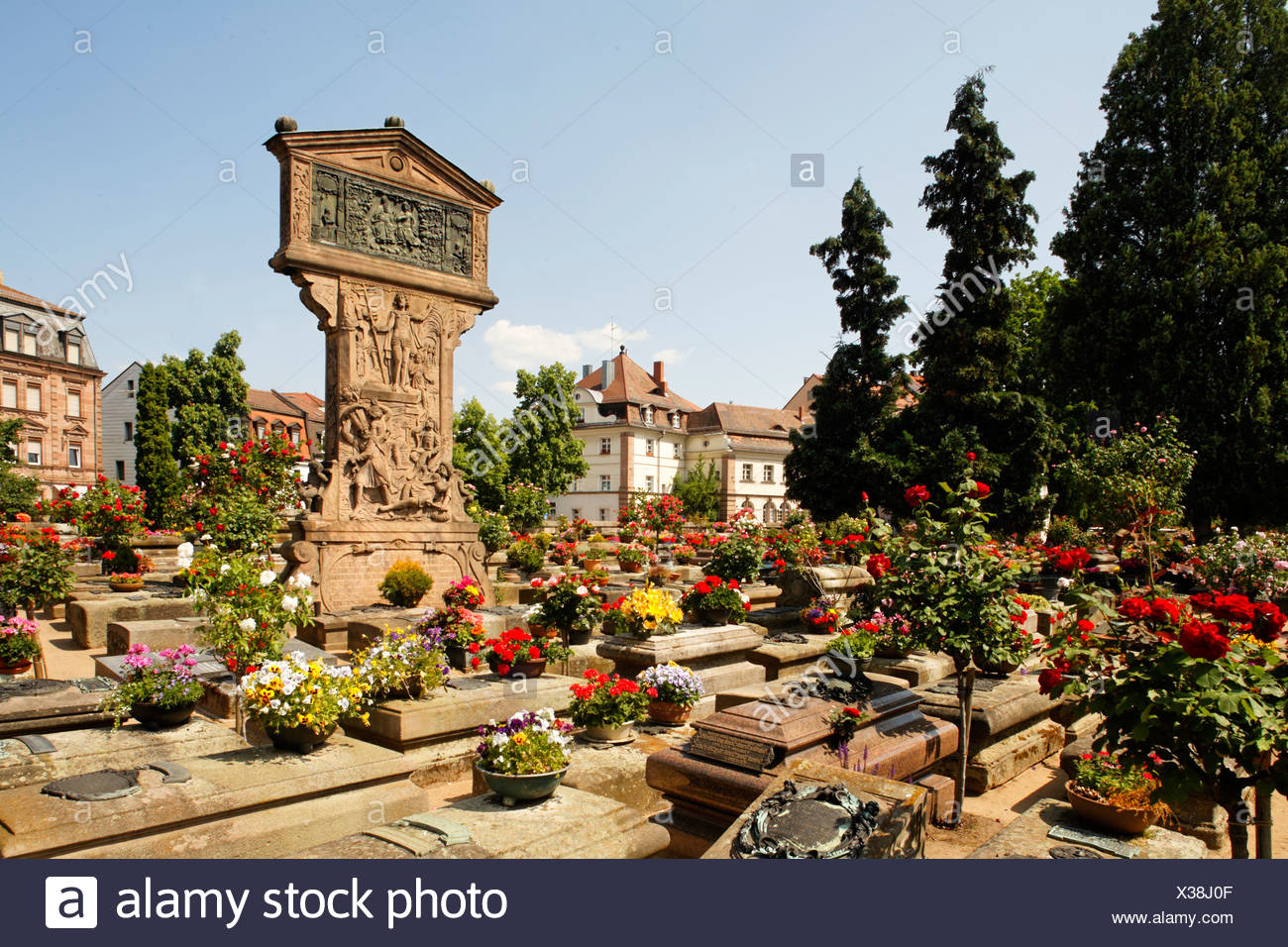 Graves in the Johannis graveyard, St. Johannis area, Nuremberg, Middle Franconia, Bavaria, Germany, Europe Stock Photo